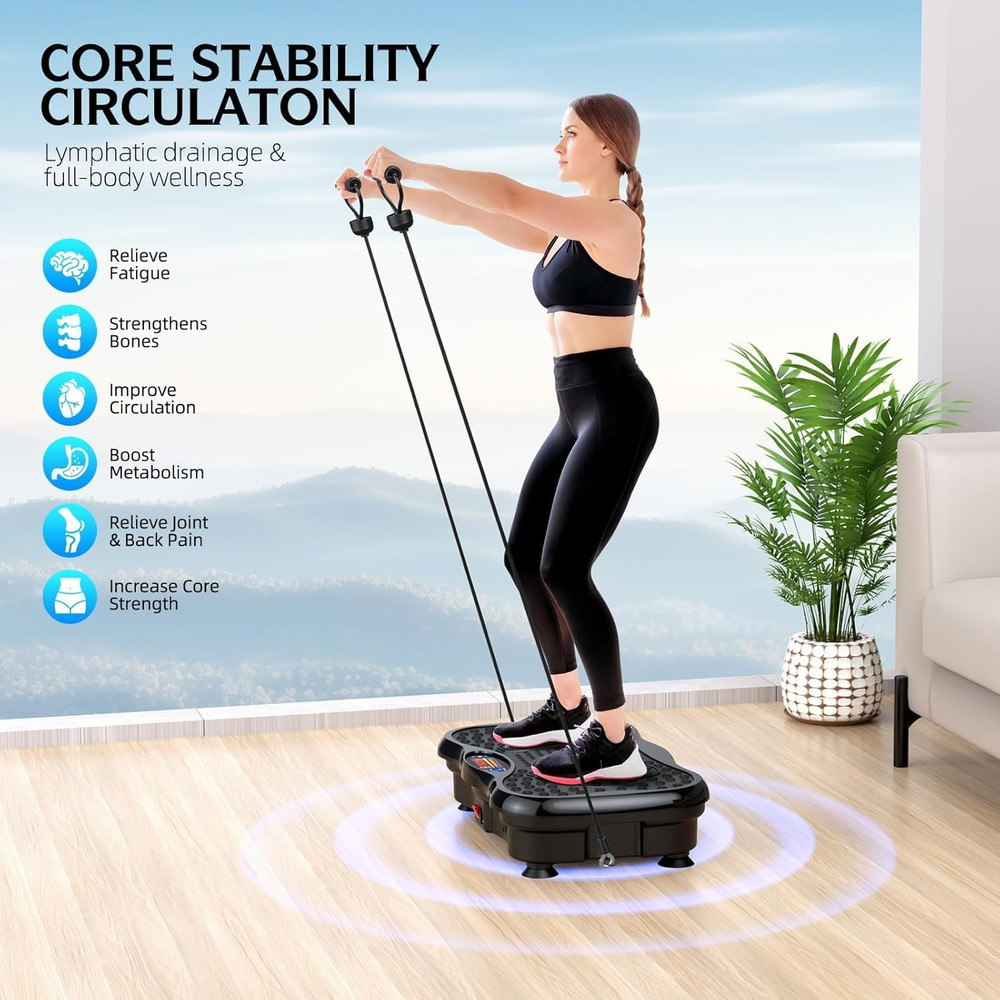 Vibration Plate Exercise Machine, Lymphatic Drainage, 330Lbs Max User Weight