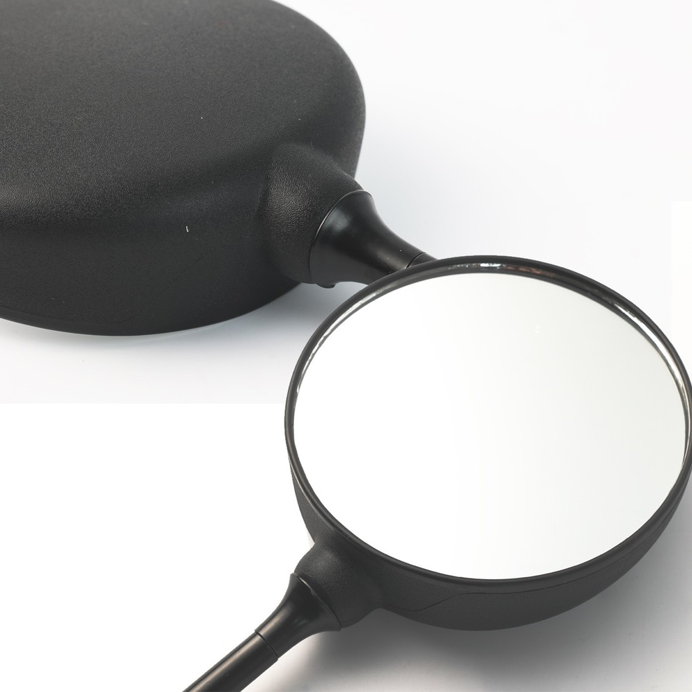 Pair Universal Round Long Stem Motorcycle Mirrors 10mm Black Left + Right
