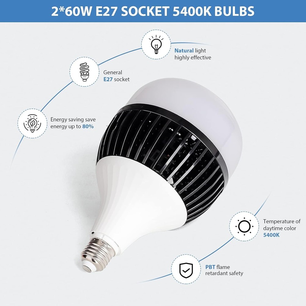 Continuous Photo Lighting Softbox 30x30in 2 Bulbs