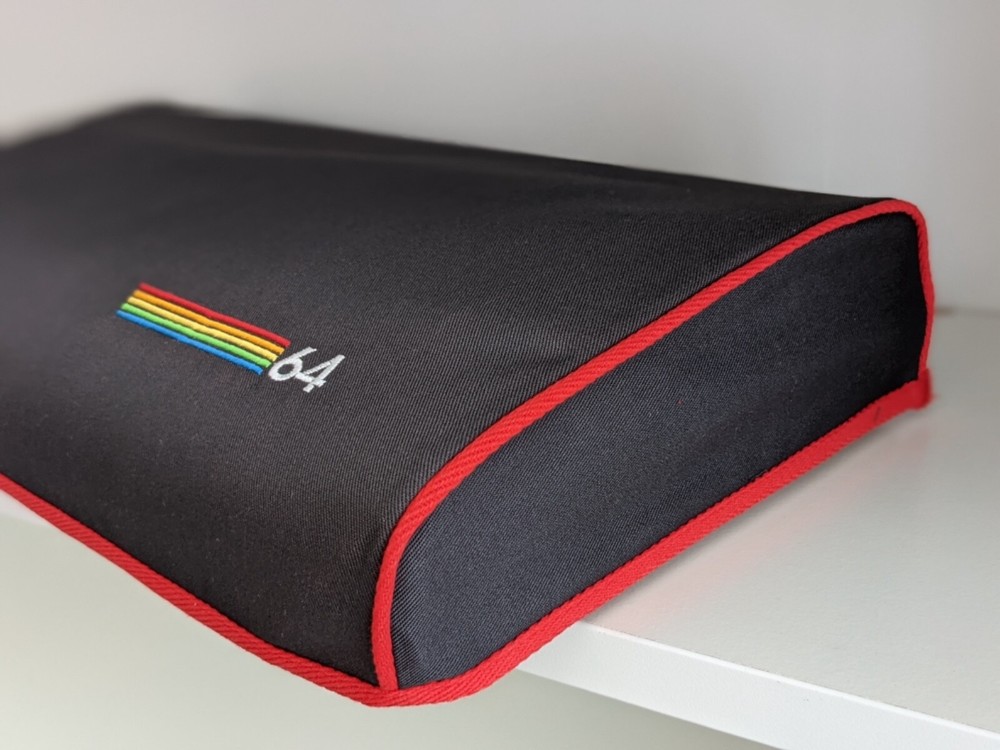 COMMODORE C64 BREADBIN - dust cover- grey cotton canvas - embroidered