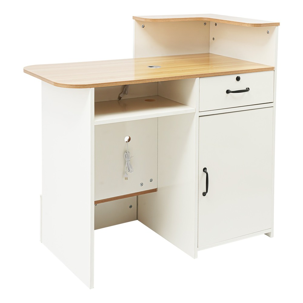 White Modern Reception Desk Receptionist Front Desk Commercial Reception Table