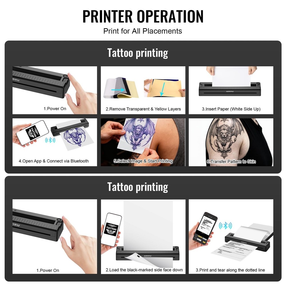 2026 New 2 in 1 Tattoo Stencil & Document Printer, Wireless Bluetooth Thermal...