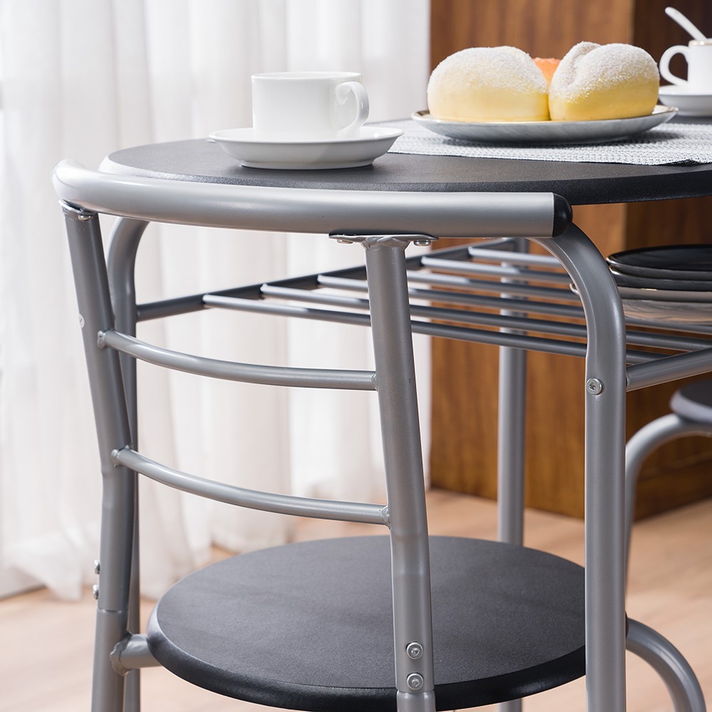 PVC Breakfast Table (One Table and Two Chairs) Black