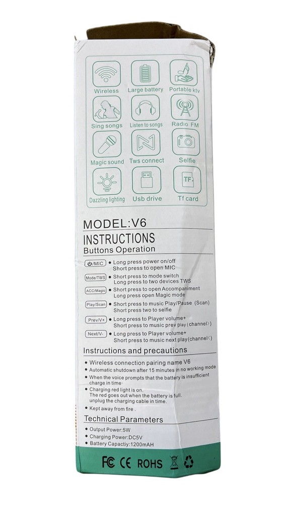 Wireless Karaoke Microphone With Speaker Bluetooth USB Rechargeable