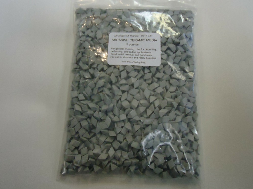 Abrasive Ceramic Media - 22° Angle Cut Triangle 3/8" x 3/8" - 5 Lb