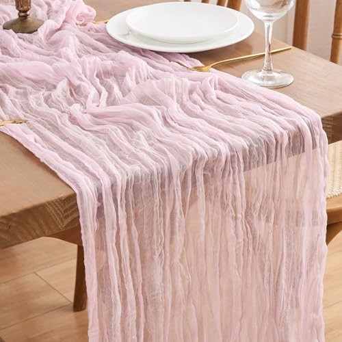Table Runners 2Packs Cheesecloth Table Runner 10FT Boho 10FT -2 PACKS Pink