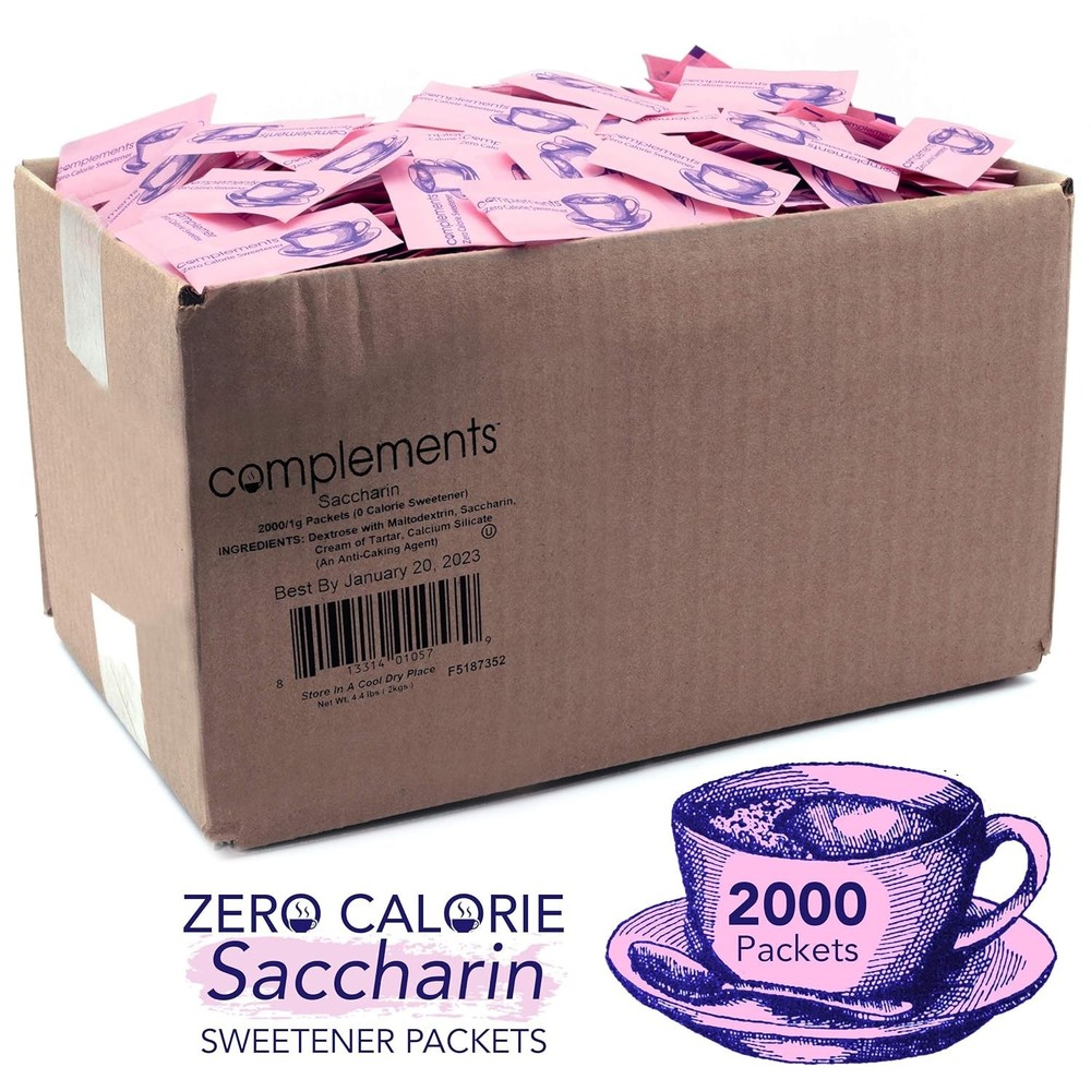 Complements 2000 Count Pink Sweetener Packets - Zero Calorie & Diabetic Friendly