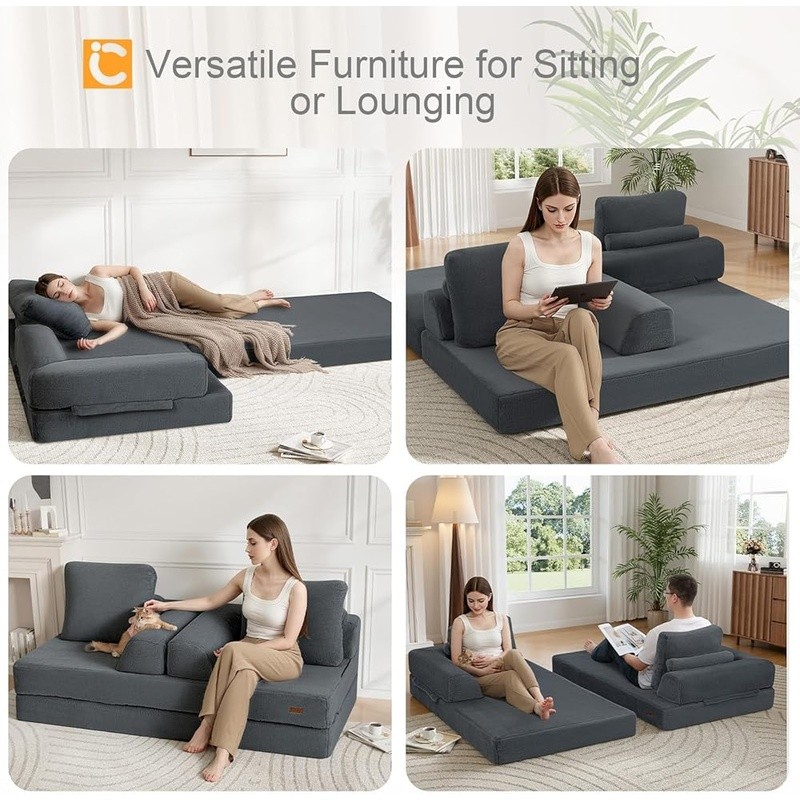 Multi-Functional Folding Sofa Bed Convertible Couch Relaxing Lounging Napping US