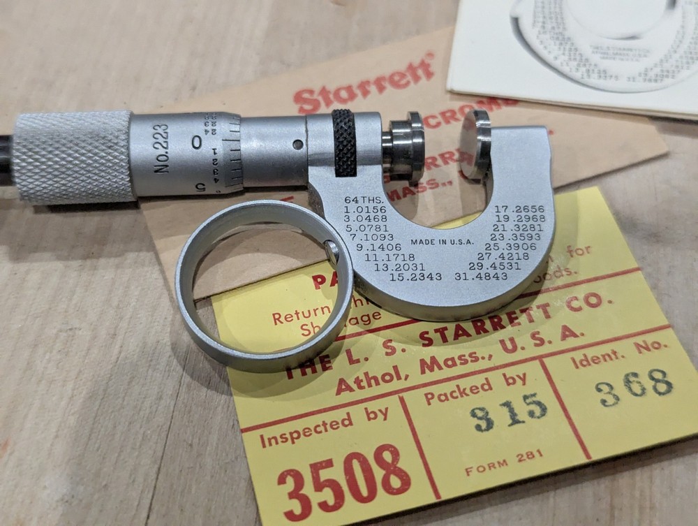 Starrett No.223RL Paper Micrometer