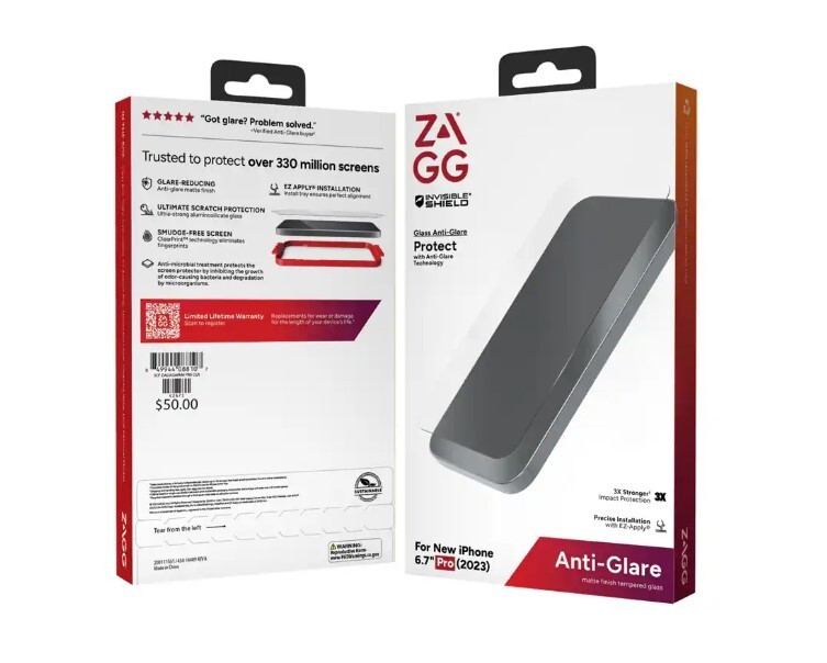 ZAGG Invisible Glass Anti-Glare Screen Protector for iPhone 15 Pro Max (6.7")