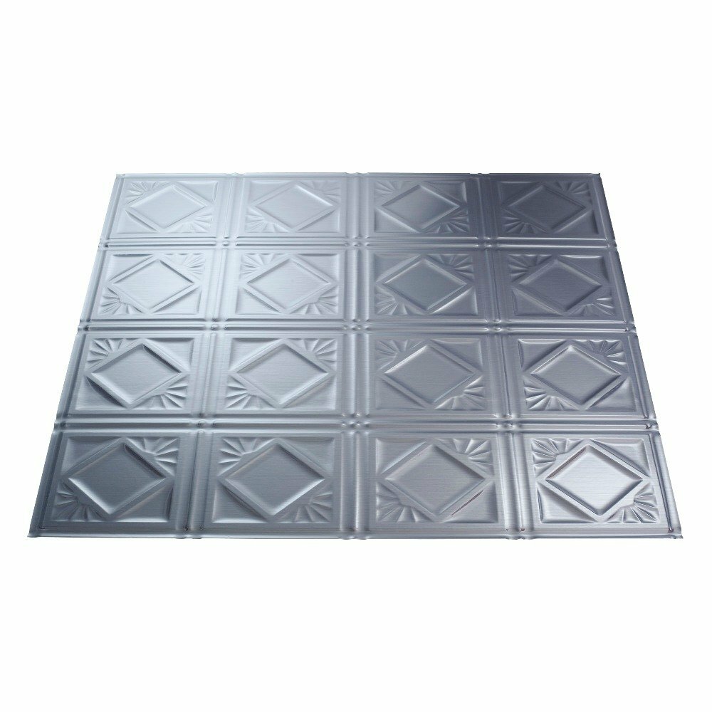 FASÄDE Easy Installation Pattern #4 Brushed Aluminum Glue Up Ceiling Panel