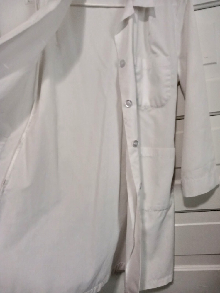 Long 35.5" White Lab Coat Scrubs Unisex Size Large
