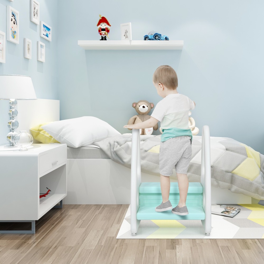 Kids Step Stool Learning Helper w/Armrest for Kitchen Toilet Potty Training Blue