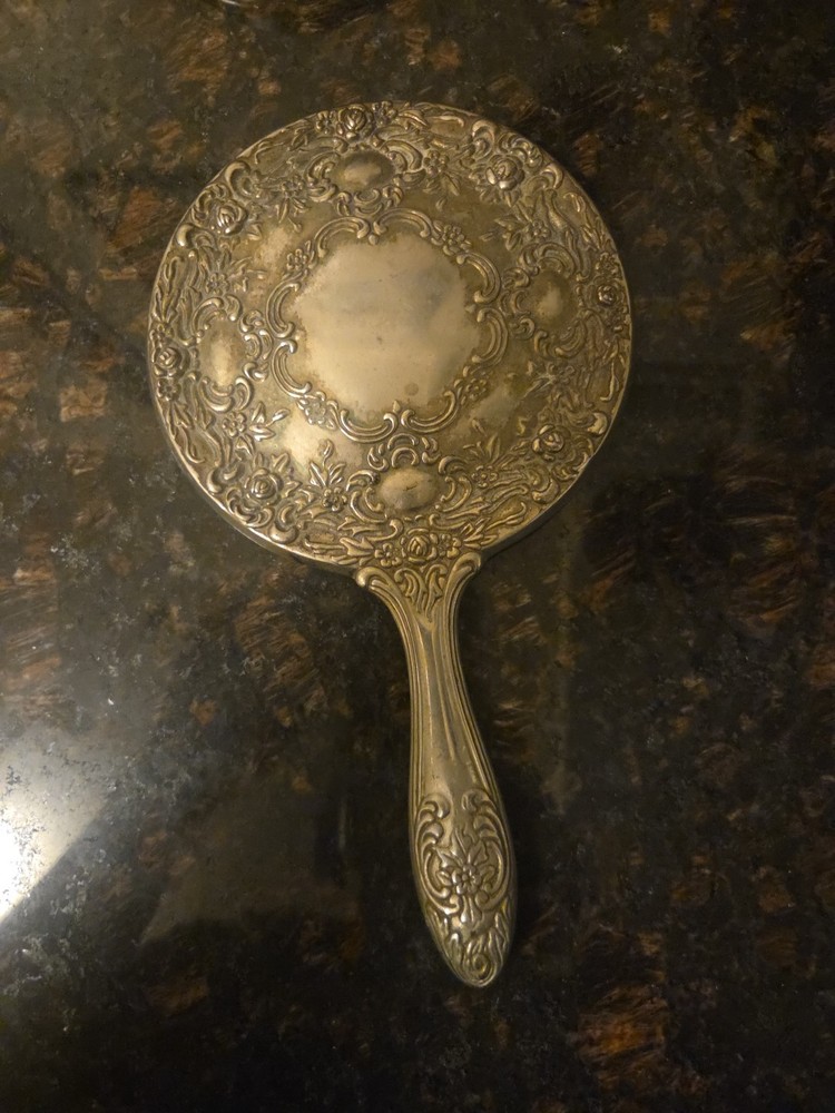🔥Victorian Hand Held Silver Plated Mirror Vintage