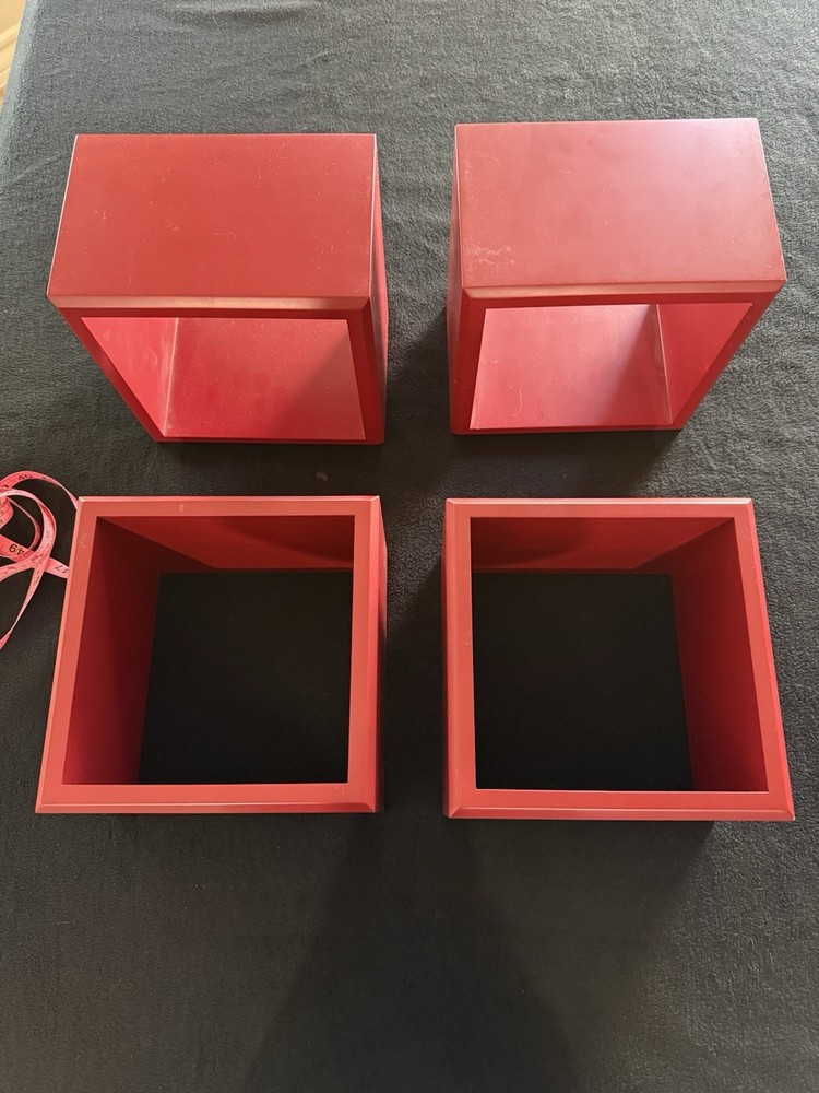 Red Floating Wall Cubes 9” Set Of 4