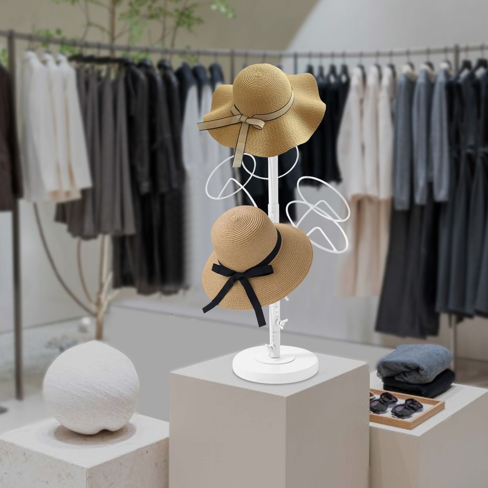 Modern Hat Stand 6 Hooks Hat Storage Display Holder Adjustable Height Hat Rack