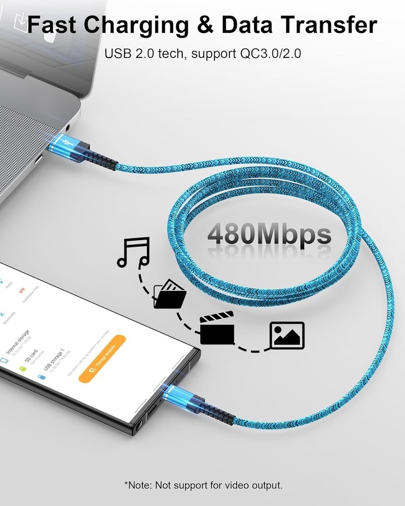 USB to C Cable for iPhone 17e, C Charger Fast 3ft, Multicolored