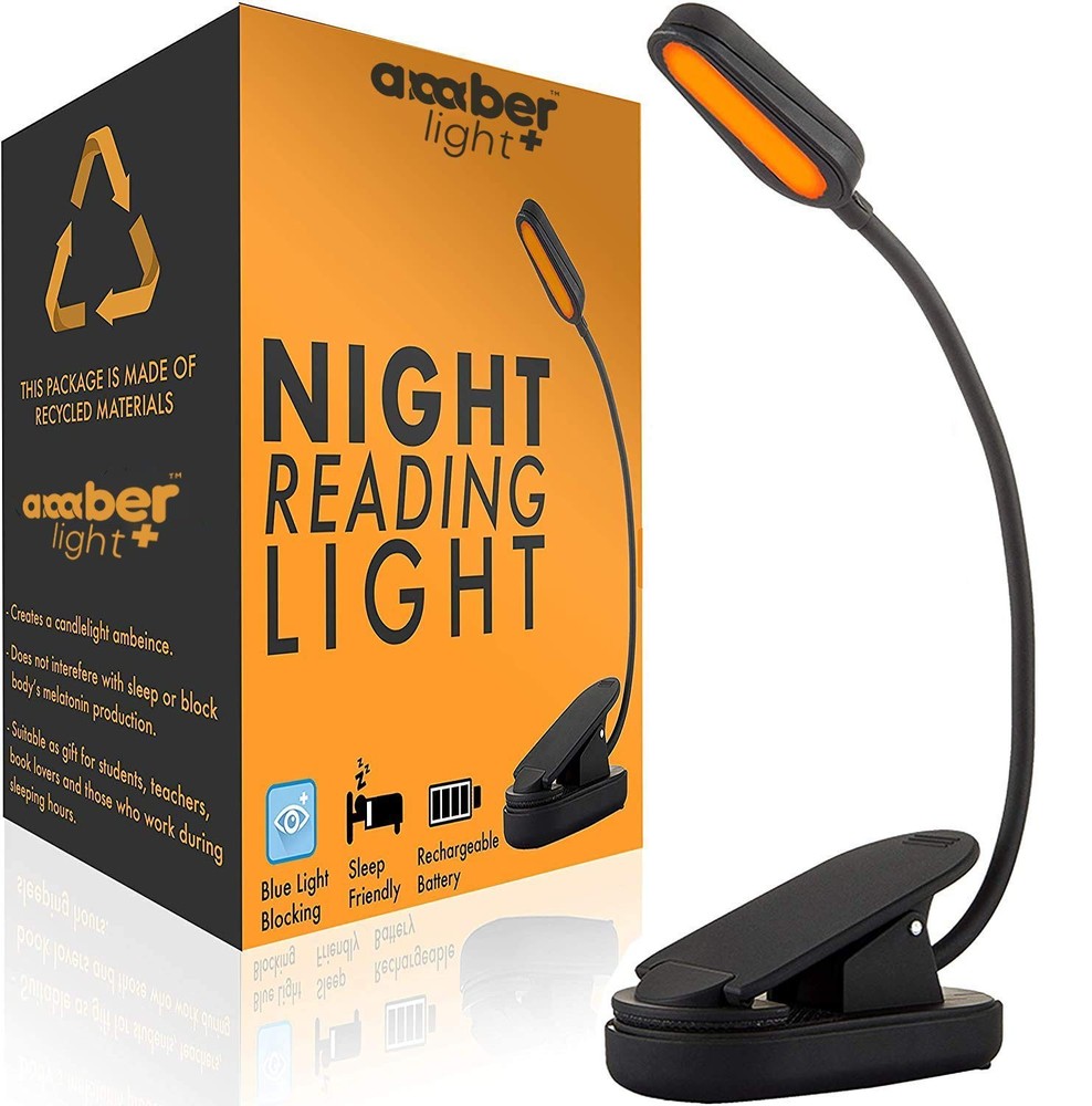 Giftable Amber Book Light - Blue Light Blocking - Night Reading Light by Ambe...