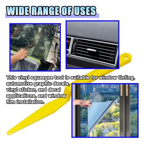 Car Window Tint Squeegee Tool, Plastic Long Handle Shank Corner Squeegee, 5PCS
