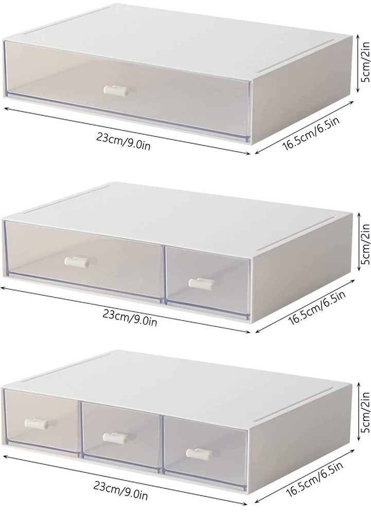 Desk Organizer-3 Tier Stackable Storage Drawers with 6 Compartments White Com...