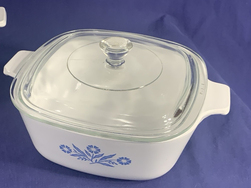 CorningWare Cornflower Blue Bread Baking Loaf Pan + Casserole Dish MADE IN USA