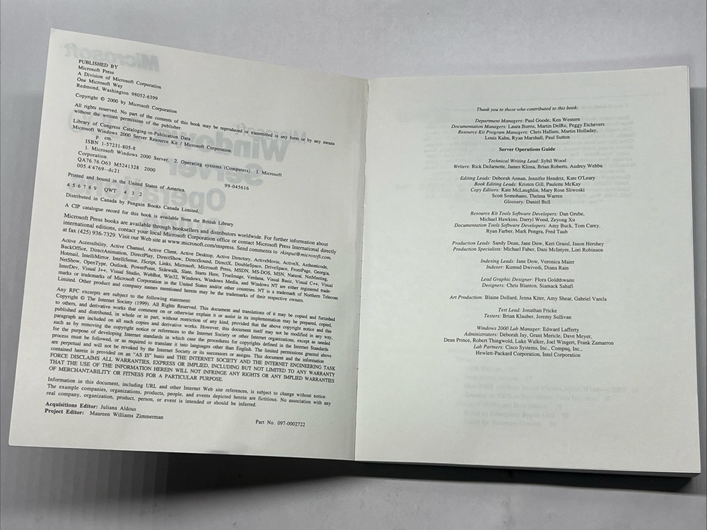 Microsoft Windows 2000 Server Operations Guide IT Professional PAPERBACK VG