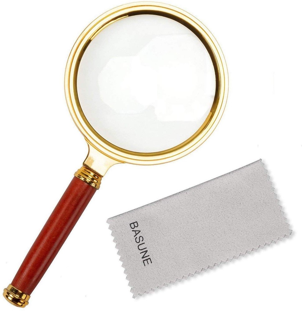 BASUNE 10X Handheld Magnifier, Round Lens Diameter: 80mm, Plastic Frame