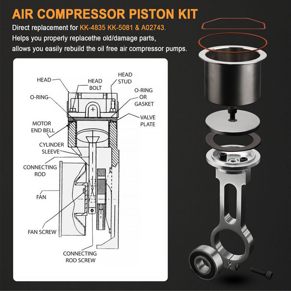 KK-4835 Air Compressor PistonKit ACG1 Connecting Rod for Devildiss Replacement