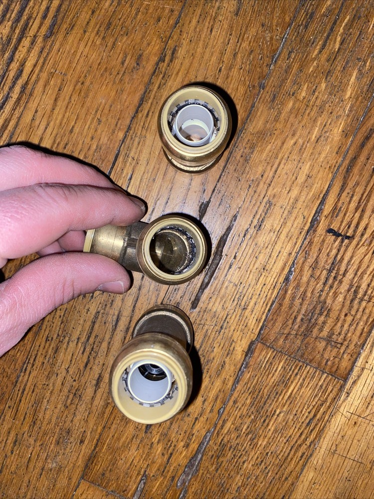 Sharkbites: 3/4 90 , 3/4 coupling, 3/4 slip coupling