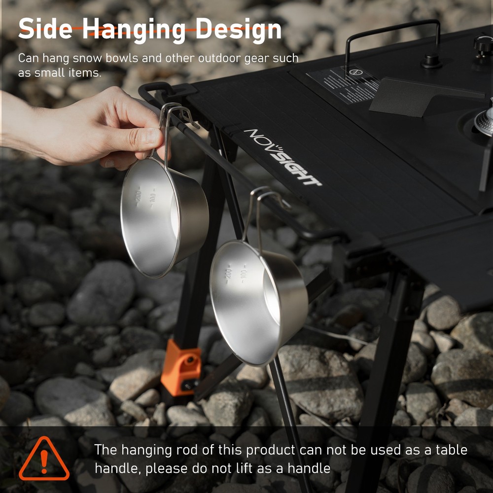 NOVSIGHT Portable Camping Table Adjustable Height Folding Roll Up Tabletop w/Bag