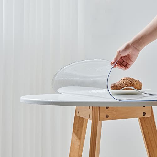 Diameter 32 Inches Round Clear Table Protector 1.5mm Thick Waterproof Oil Pro...