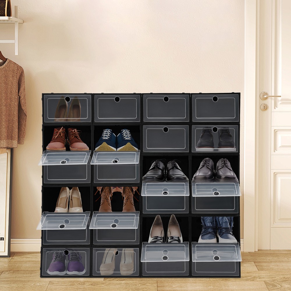 24 Pack Shoe Storage Boxes, Stackable Shoe Boxes, Shoe Storage Organizer NEW