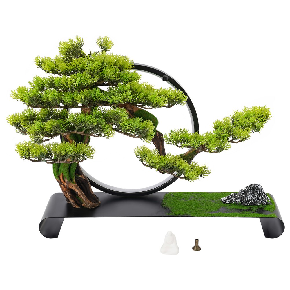 Zen Artificial Pine Tree with Lamp Rings Decoration for Backflow Incense 110V