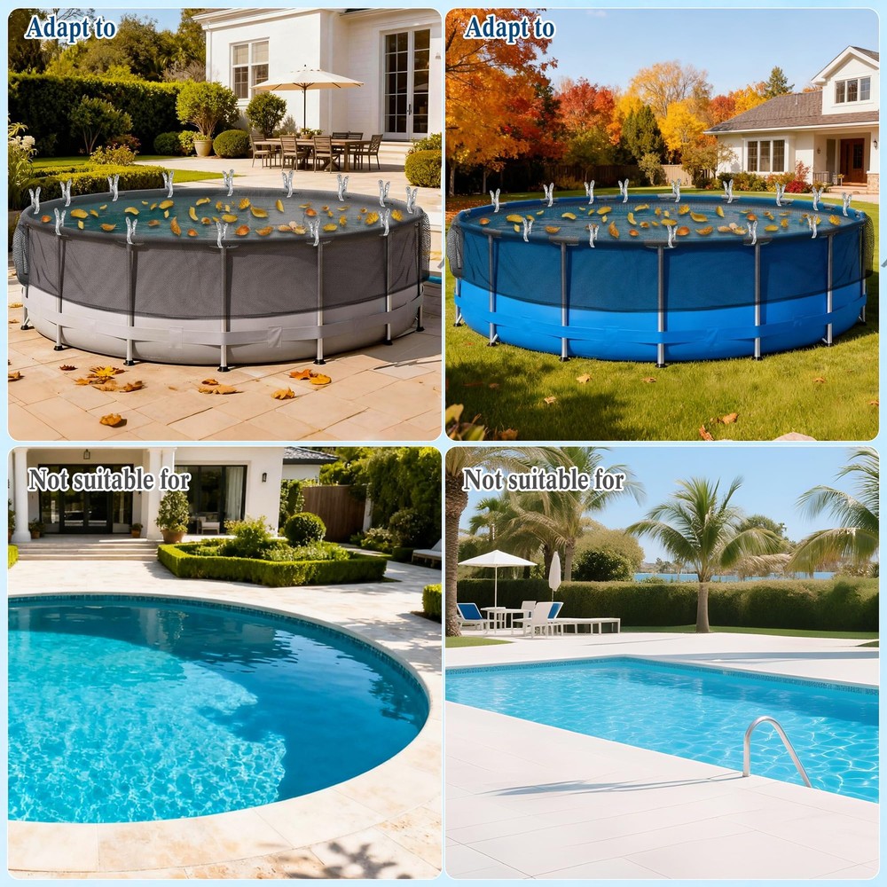 Pool Leaf Net Cover for Above Ground Pools, Round Fit 24' (Round), Black
