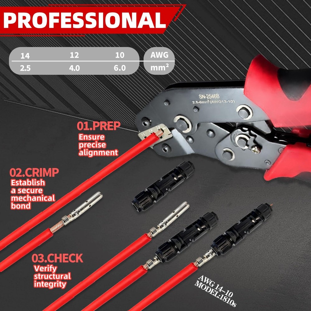 51 PCS Solar Crimper Tool Kit, Solar Panel Connector Crimping Tool with 24 Pa...