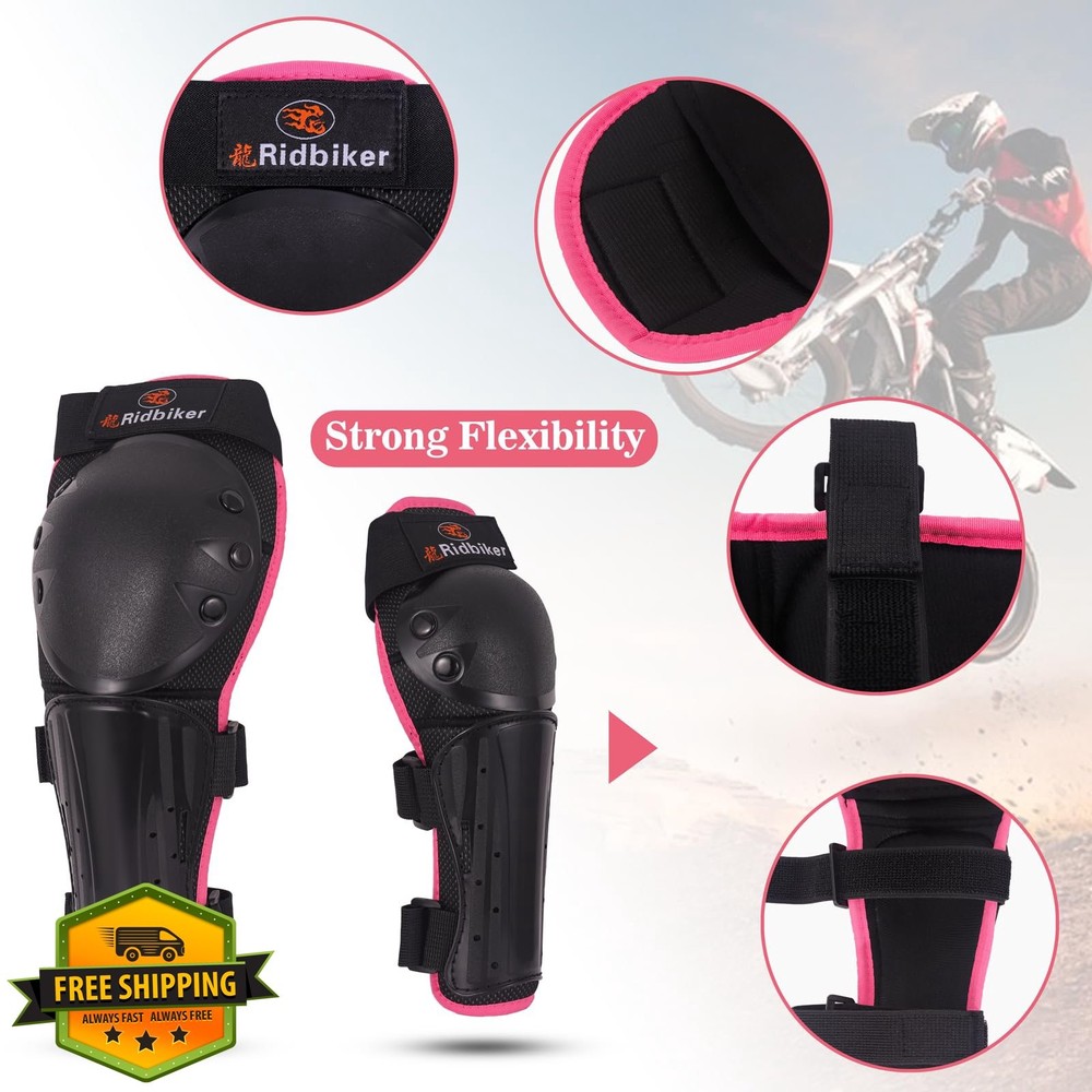 Kids Motorcycle Armor Vest Body Protector Knee Guards Black