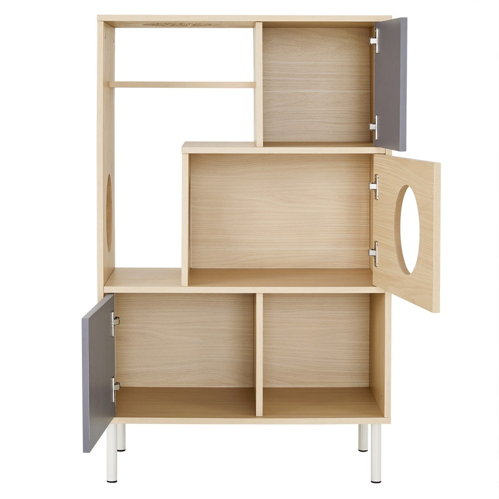 Modern Cat Tree & Side Cabinet with Litter Box & Hidden Storage