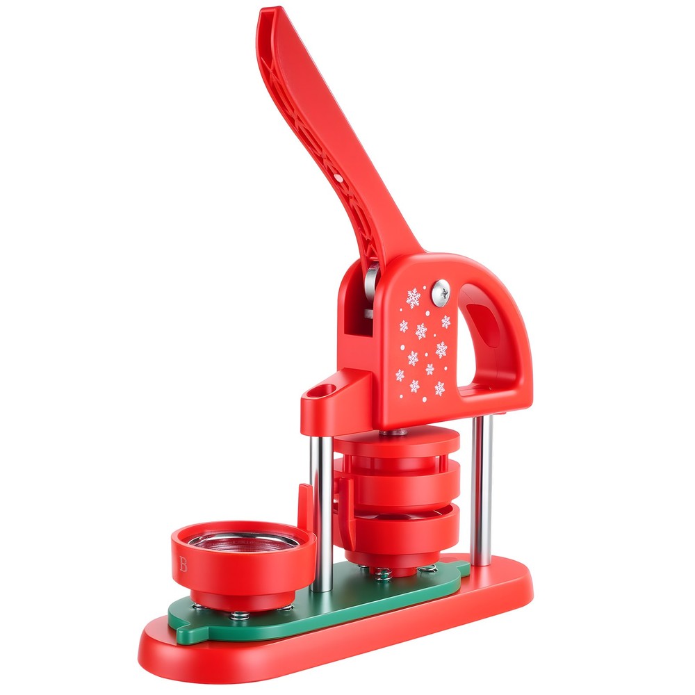 Uimoso Button Press Machine with 2.28 in Mold, Includes 100 Button Parts, Red