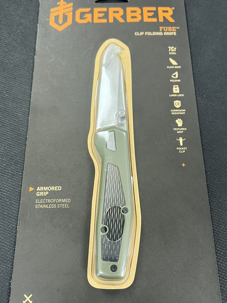 GERBER FUSE FOLDER CLIP POCKET FOLDING KNIFE | SAGE GREEN