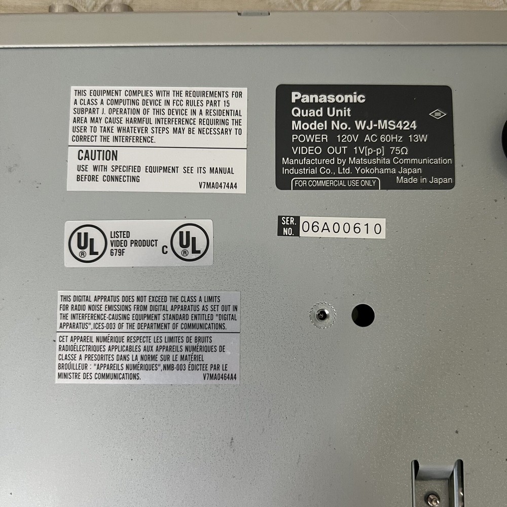Panasonic WJ-MS424 Quad System 4CH Input Color Digital Video Multiplexer Rack