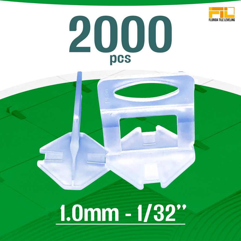 Tile Leveling System 1/32" (1.0mm) Clips – 2000 pcs Pack – Pro Tile Finish