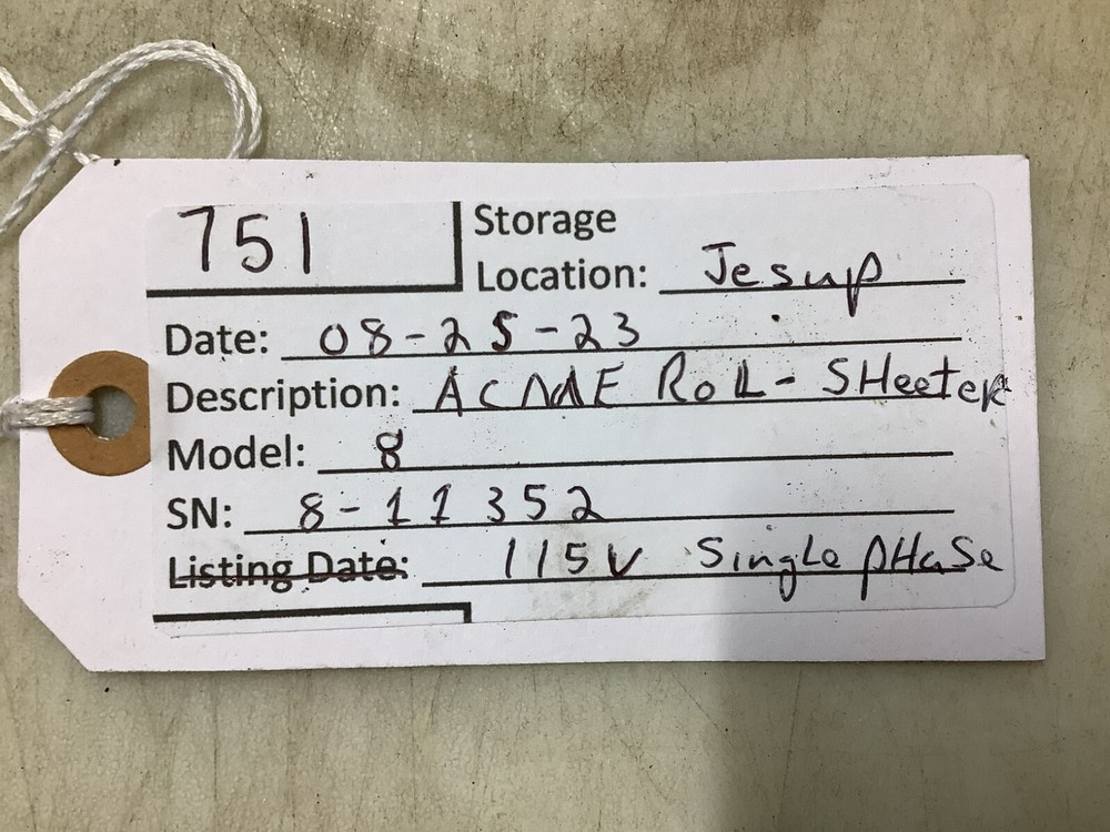 Dough Sheeter Acme 8 115V 1ph Tested