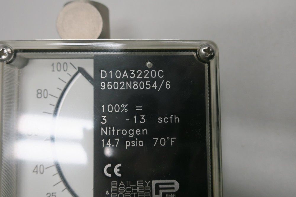 Bailey Fisher Porter D10A3220C Variable Area Flow Meter 3-13scfh