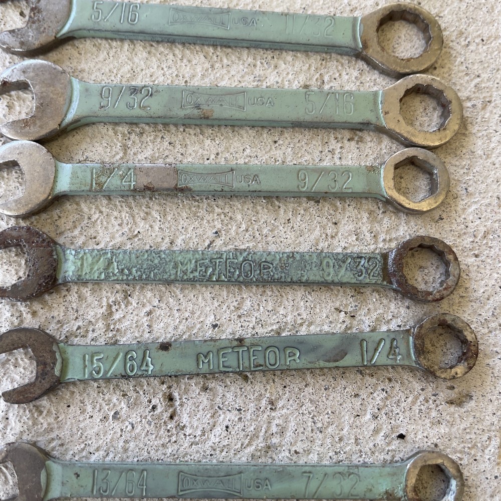 Vintage Oxwall Meteor Ignition Wrench 9 Mini Combination Wrenches, USA
