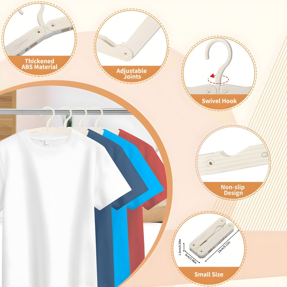 Foldable Travel Hangers 4 Pack Space-Saving ABS Plastic for Cruise RV