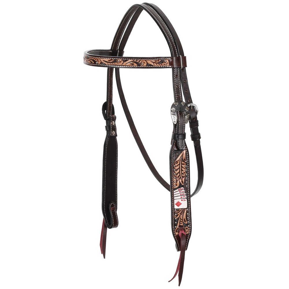 Showman Diamond Flush Browband Leather Headstall