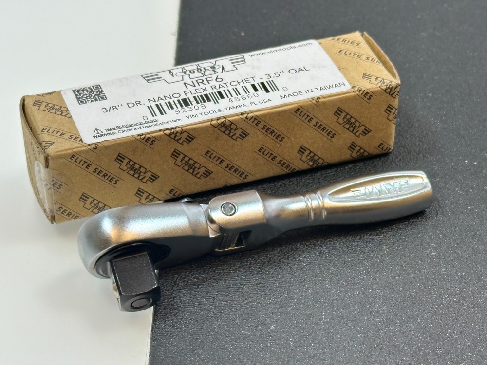 NEW VIM Tools NRF6 3/8" Dr. Nano Flex Head Quick Release Micro Ratchet 3.5" Long
