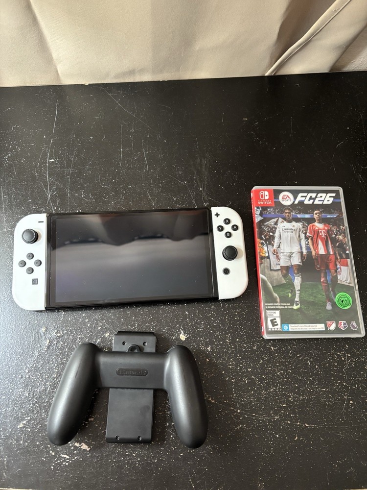 Nintendo Switch OLED Bundle with Joy-Con Controllers, Controller Grip, FC26 Game