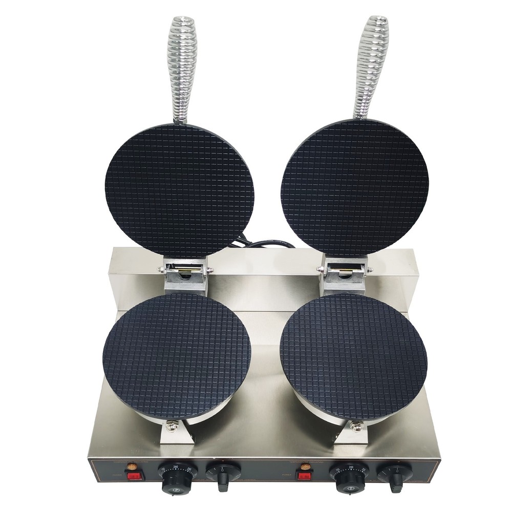 Ice Cream Waffle Cone Maker Machine Non-stick Double-head Egg Roll Making 110V