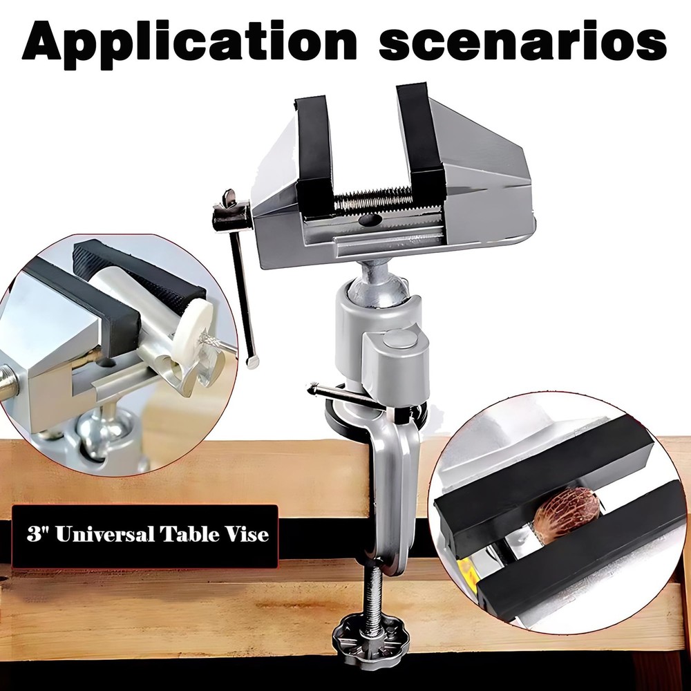 3 Inch Universal Swivel Table Vise,Rotates 360° Clamp,Adjustable Jaws...